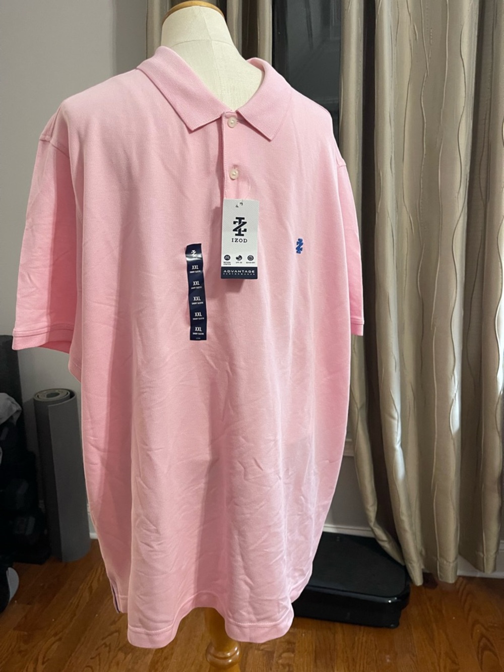 Izod Men’s Polo Shirt in Light Pink with Navy Logo